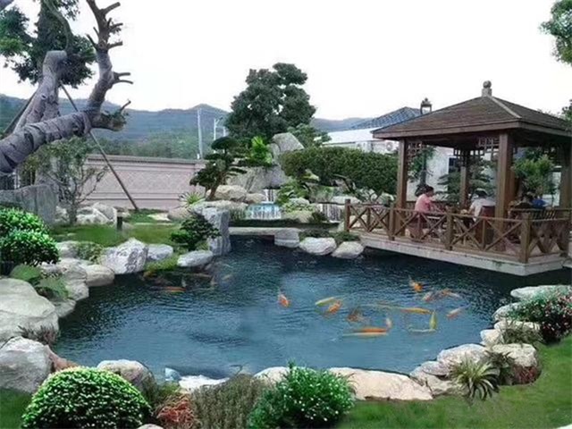 黄冈庭院鱼池假山设计