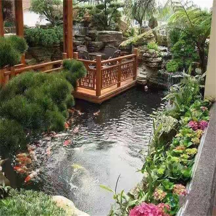 黄冈庭院设计鱼池假山建造图